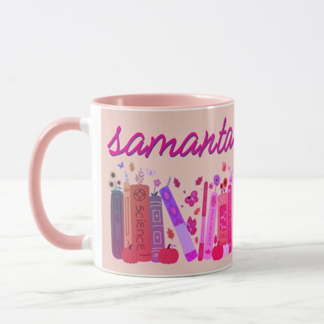 Bookish Orange Pumpkin Floral Autumn Pink Combo  Tasse (Links)