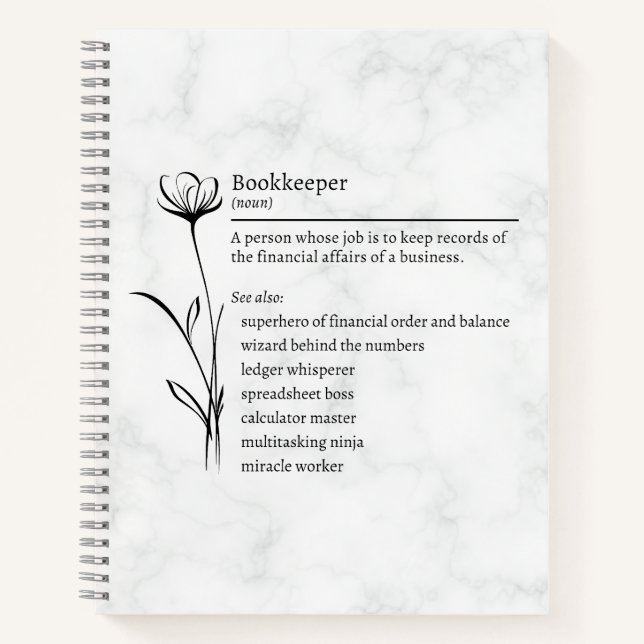 Bookkeeper Definition Funny Synonym Notebook Notizbuch (Vorderseite)