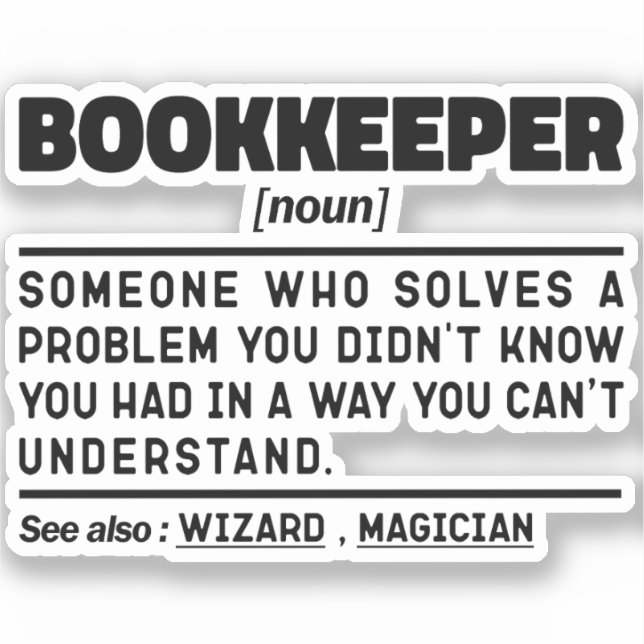Bookkeeper Noul Tax Vorbereitung Funny Marketing Aufkleber (Vorderseite)