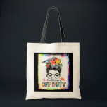 Bookkeeper Off Duty Messy Bun Librarian Summer Tragetasche<br><div class="desc">Bookkeeper Off Duty Messy Bun Librarian Summer Vacation Gift. Perfect gift for your dad,  mom,  papa,  men,  women,  friend and family members on Thanksgiving Day,  Christmas Day,  Mothers Day,  Fathers Day,  4th of July,  1776 Independent day,  Veterans Day,  Halloween Day,  Patrick's Day</div>