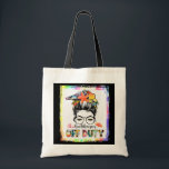 Bookkeeper Off Duty Messy Bun Librarian Summer Tragetasche<br><div class="desc">Bookkeeper Off Duty Messy Bun Librarian Summer Vacation Gift. Perfect gift for your dad,  mom,  papa,  men,  women,  friend and family members on Thanksgiving Day,  Christmas Day,  Mothers Day,  Fathers Day,  4th of July,  1776 Independent day,  Veterans Day,  Halloween Day,  Patrick's Day</div>