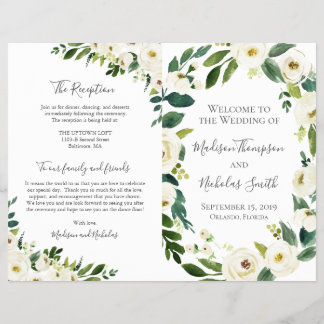 Booklets zum Hochzeitsprogramm für Weiße Blume und