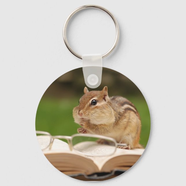 Booklover Chipmunk Schlüsselanhänger (Vorderseite)
