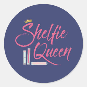Booklover Shelfie Queen Runder Aufkleber