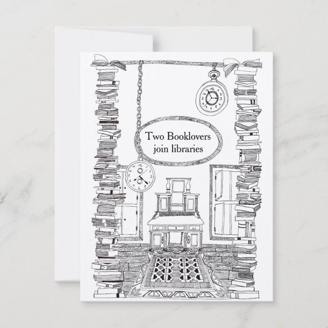 Booklovers-Einladungs-Hochzeits-Karte Einladung (Vorderseite)