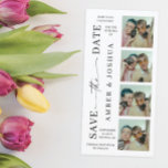 Bookmark Photo Booth Unique Save The Date<br><div class="desc">This design features a fun photo booth style format. Easily add your 4 square photos (simply take 4 selfies with your phone,  crop and upload!). Click the "Click to customize further" button to edit the text colors and background color.</div>