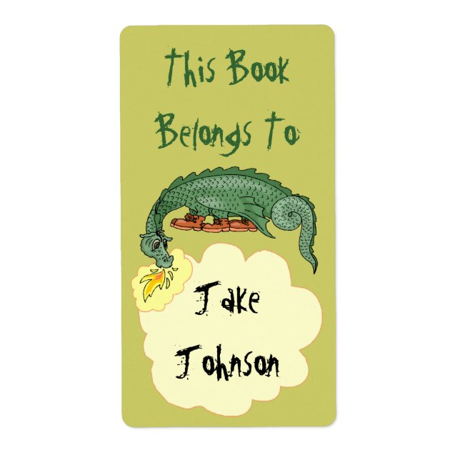 Bookplate Dragon Breathes Nom Étiquette de livre B (Devant)