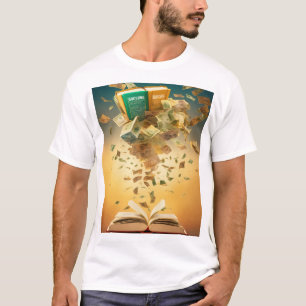 "Books and Money Flying Motivierend T - Shirt" T-Shirt