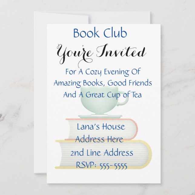 Books and Tea Book Club Invitation (Devant)