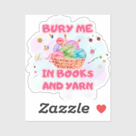 Books and Yarn Crochet Basket Art Aufkleber