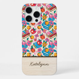 Books & Apple Teacher Phone Case • Custom Name iPhone 16 Pro Max Hülle
