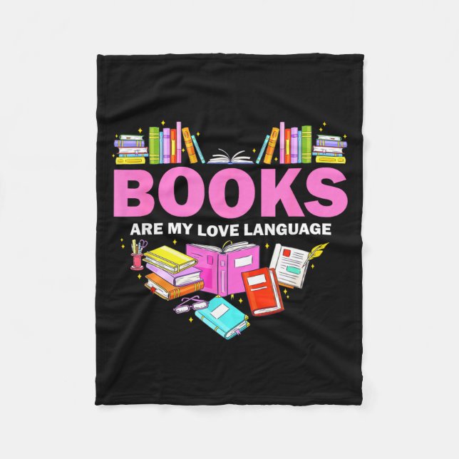 Books Are My Love Language Reading Lover Librarian Fleecedecke (Vorderseite)