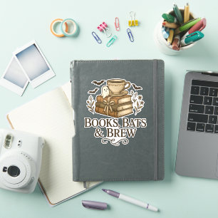 Books Bats And Brew Cozy Halloween Reader Aufkleber