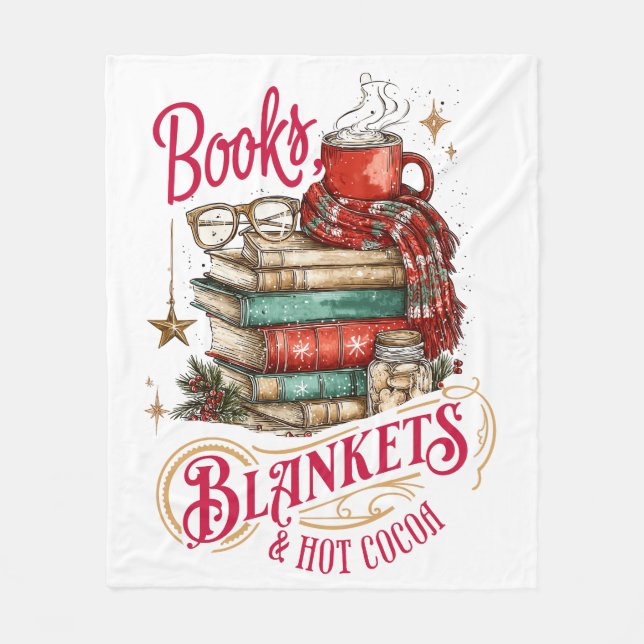 Books Blankets and Hot Cocoa  Fleecedecke (Vorderseite)