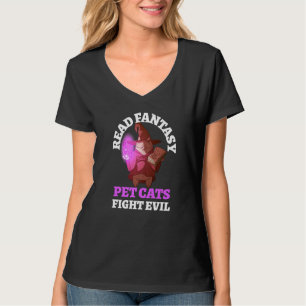 Books Cats Evil Bookworm Fantasy Wizard Ma T-Shirt