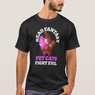 Books Cats Evil Bookworm Fantasy Wizard Ma T-Shirt