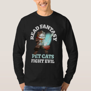 Books Cats Evil Funny Knight BookFantasy Cat B T-Shirt