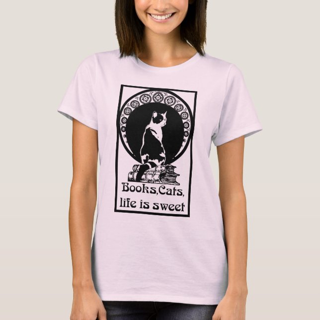 Books,cats,life is sweet T-Shirt (Vorderseite)