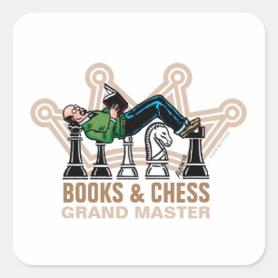Books & Chess Grand Master Square Aufkleber
