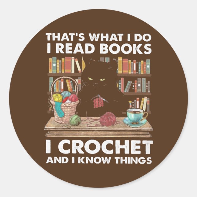 Books Crochet Runder Aufkleber (Vorderseite)