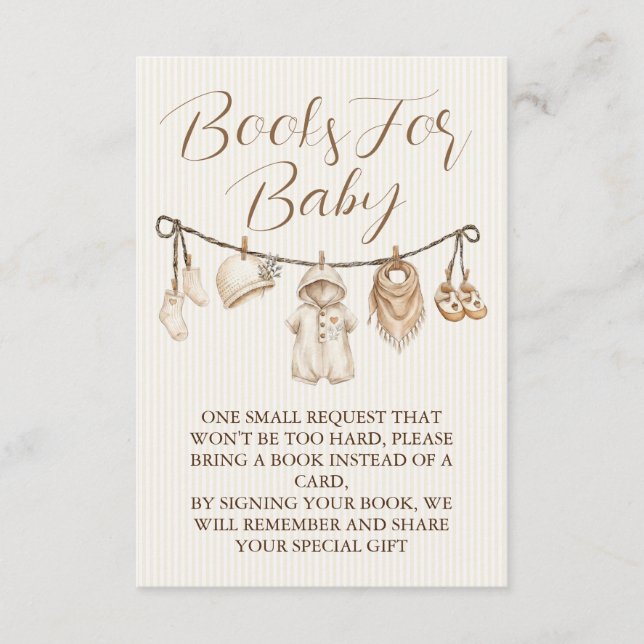 Books For Baby Boho Clothesline Baby Shower Begleitkarte (Vorderseite)