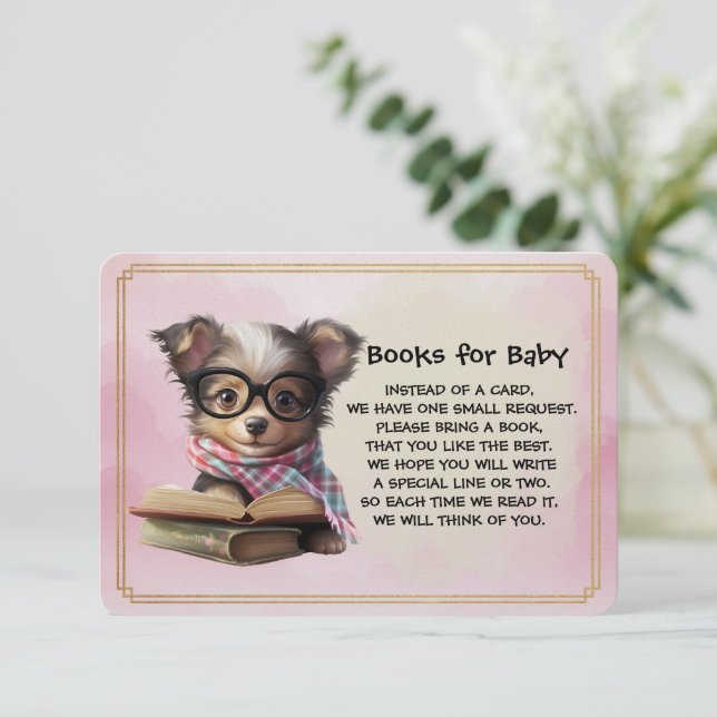 Books for Baby Cute Puppy Dog Reading A Book Begleitkarte (Stehend Vorderseite)