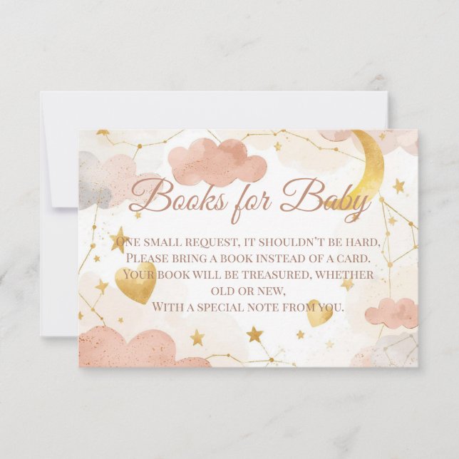 Books for Baby Insert | Cute Celestial Baby Shower Dankeskarte (Vorderseite)