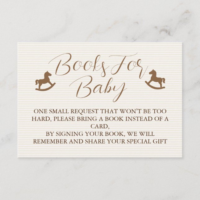 Books For Baby Shower Striped  Begleitkarte (Vorderseite)