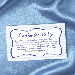Books For Baby Wavy Frame Blue Baby Shower Begleitkarte