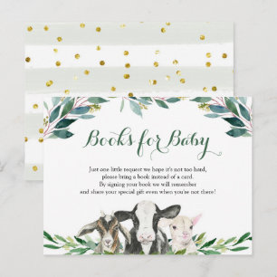 Books für Baby in Farm Animal Greenery Books Einladungspostkarte