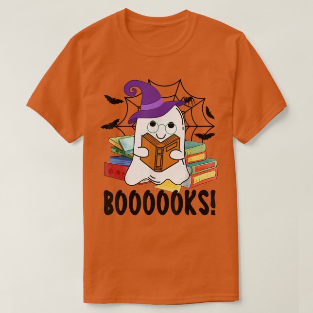 Books Ghost Funny Halloween Book Lover Library R T-Shirt (Design vorne)