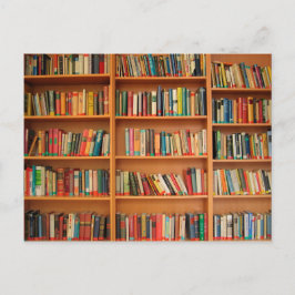 Books on Bookshelf Background Postkarte