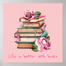 Books slogan classroom or library kid's room  post