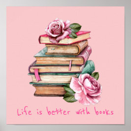 Books slogan classroom or library kid's room  post poster