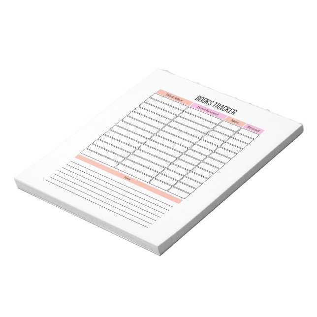 Books Tracker Planner Notepad Notizblock (Rotiert)