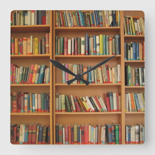 Bookshelf background quadratische wanduhr