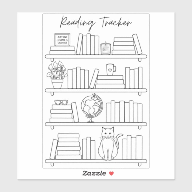 Bookshelf Reading Log Tracker Book Spine Coloring  Aufkleber (Blatt)