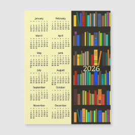 Bookshelves 2026 Calendar Magnetic Card Magnetkarte