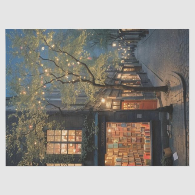 Bookshop auf der Nachtdekoupage Seidenpapier (Vorderseite)