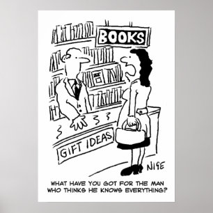 Bookshop Kunde frage Shopkeeper eine Frage Poster