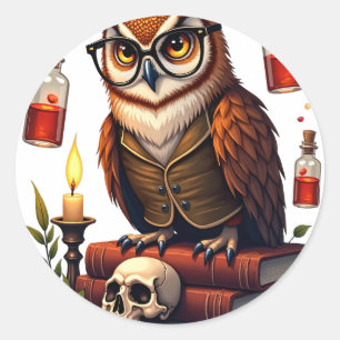 BookTok Dark Academia Eule Lesen Gothic Bibliothek Runder Aufkleber