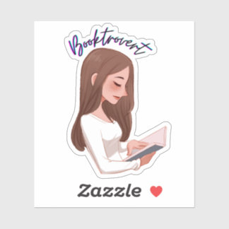 Booktrovert fille classique autocollant