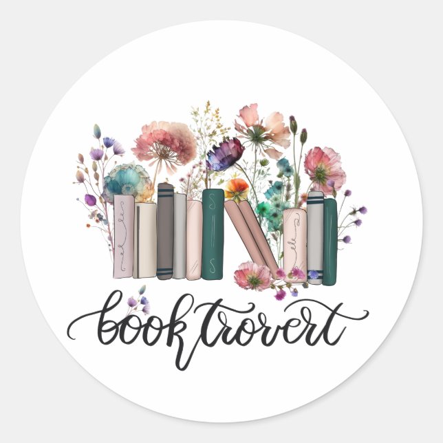Booktrovert-Wildblumen Runder Aufkleber (Vorderseite)
