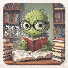 Bookworm Birthday Rechteckiger Pappuntersetzer