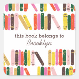 Bookworm Book Label Quadratischer Aufkleber