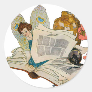 Bookworm Fairy Runder Aufkleber