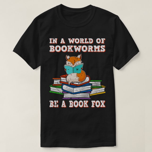 Bookworm Funny Reading Book Fox Reader T-Shirt (Design vorne)