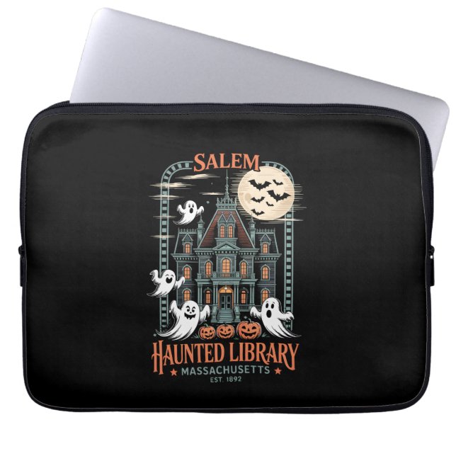 Bookworm Halloween Shirt Haunted Library Laptopschutzhülle (Vorderseite)
