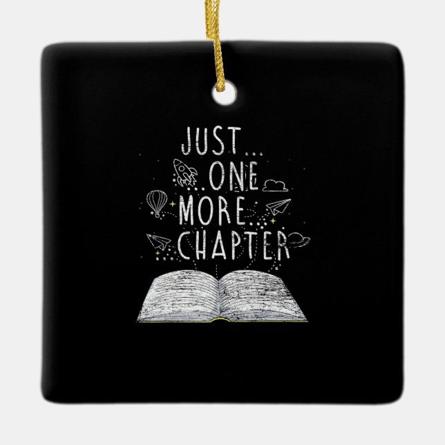bookworm just one more chapter reading books keramikornament (Vorderseite)