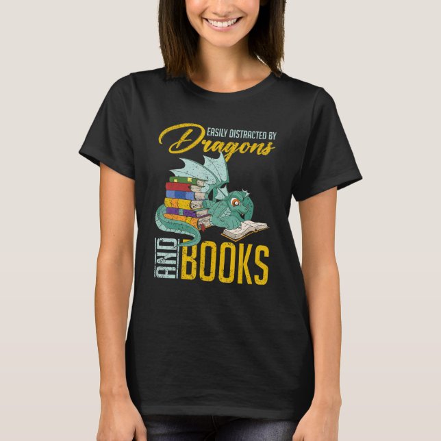 Bookworm Mythischer Süße Tier-Buchdrache T-Shirt (Vorderseite)